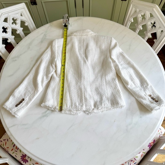 Ann Taylor The Newberry Blazer in Fringe Tweed White Sz 2 - Picture 8 of 11